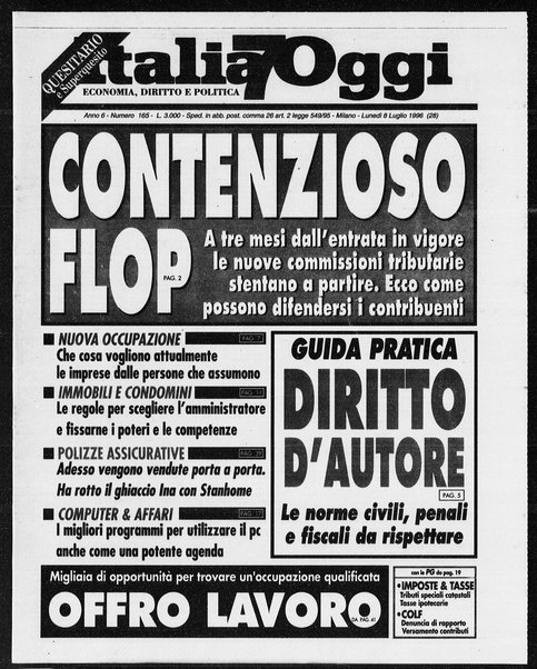 Italia oggi : quotidiano di economia finanza e politica